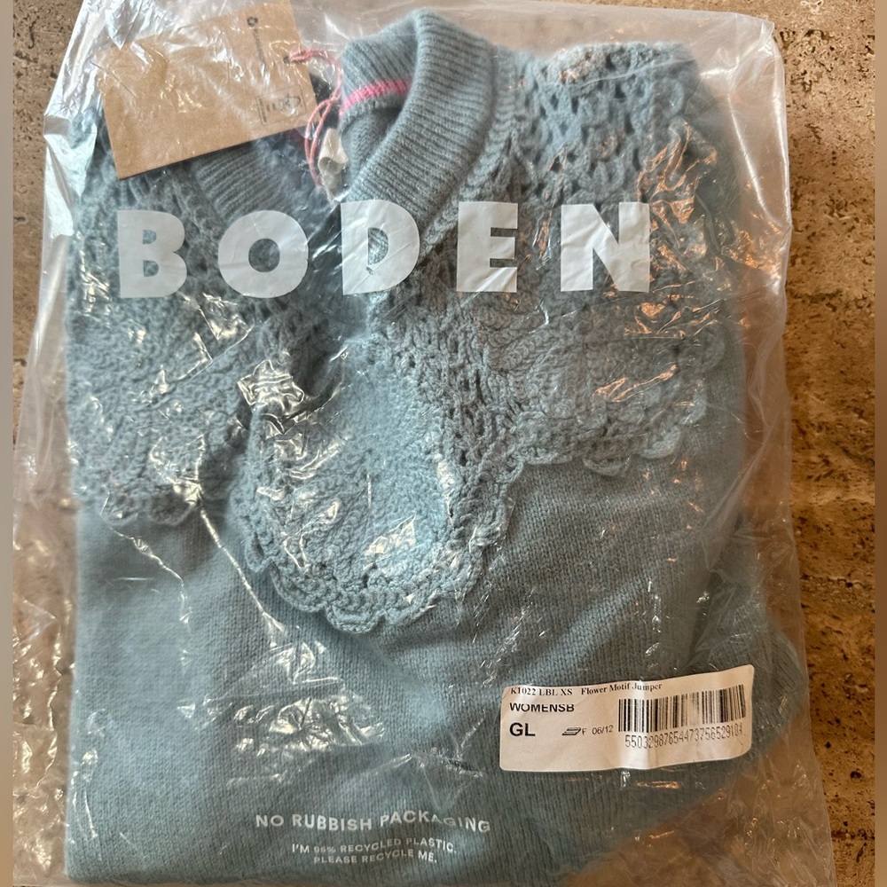 BODEN Flower Motif Jumper - Seamist Blue Melange - XS - Picture 8 of 9